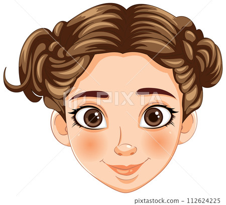 Smiling Young Girl Vector Portrait 112624225