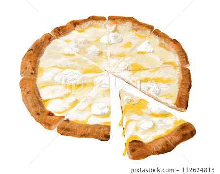 Quattro Formaggi Pizza (Hole and Piece) 112624813