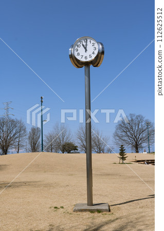 冬季公園的戶外時鐘 112625512
