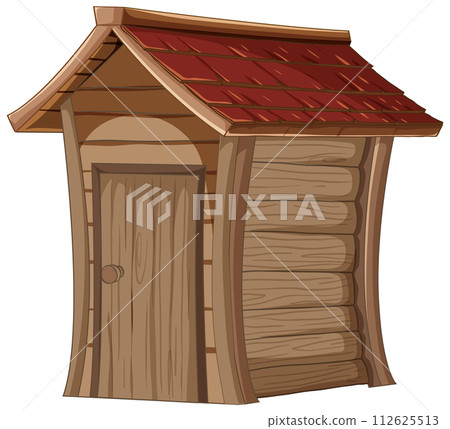 Rustic Wooden Garden Shed Illustration 112625513