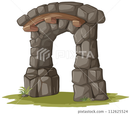 Ancient Stone Archway on Green Grass Ancient Stone Archway on Green Grass 112625524