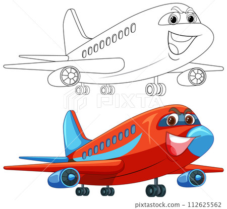 Happy Cartoon Airplanes Illustration 112625562