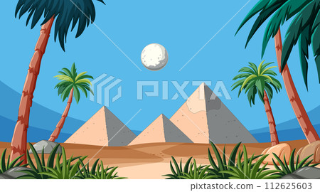 Desert Pyramids Under a Daytime Moon Desert Pyramids Under a Daytime Moon 112625603