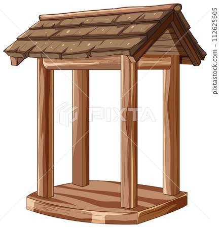 Rustic Wooden Garden Gazebo Illustration 112625605
