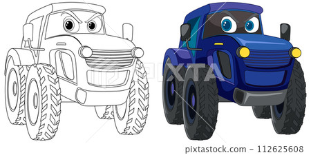 Colorful Cartoon Monster Truck Illustration Colorful Cartoon Monster Truck Illustration 112625608