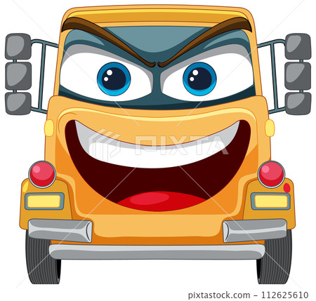Cheerful Cartoon School Bus Character Cheerful Cartoon School Bus Character 112625610