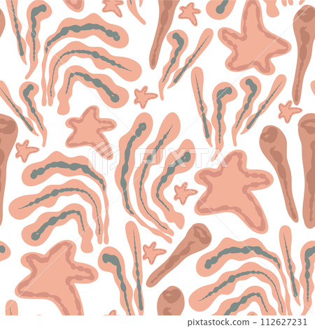 Sea star sea weed pink pastel seamless pattern flat design Sea star sea weed pink pastel seamless pattern flat design 112627231