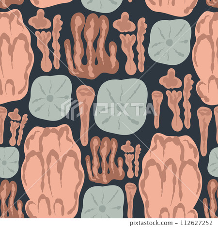 Square seamless pattern sea shells and corals flat design 112627252
