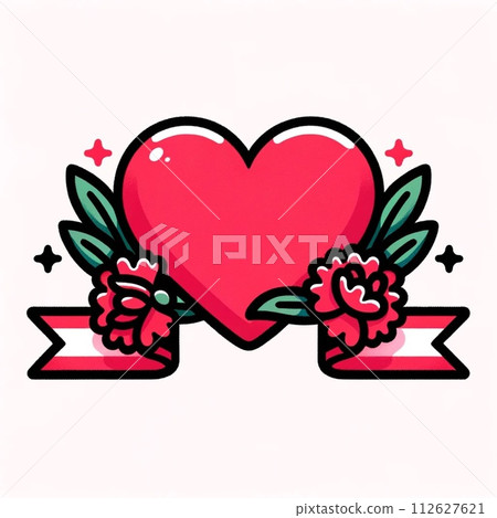A combination of cute hearts, carnations, and ribbons for Mother's Day 112627621