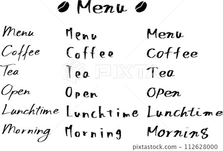 Menu text. Cafe characters. Menu text. Cafe characters. 112628000