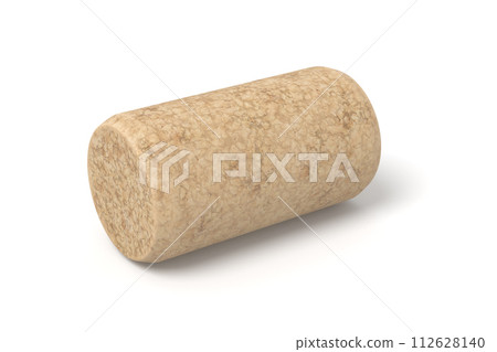 Lying wine cork with focus on texture on white 112628140