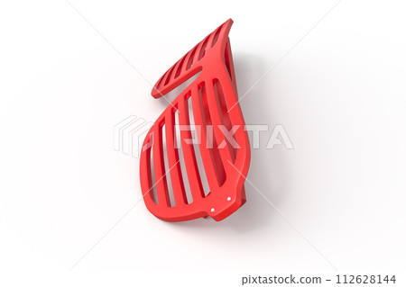 Slanted red shutter shades on a white backdrop Slanted red shutter shades on a white backdrop 112628144