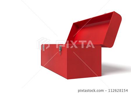 Open red toolbox on white, with shadow 112628154