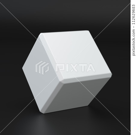White cube isolated on black background 112629683