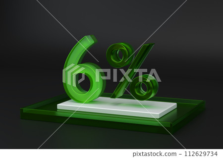 Green Glass six percent or 6 in black studio background Green Glass six percent or 6 in black studio background 112629734