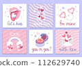 set of flat vector cute valentines day cards 112629740