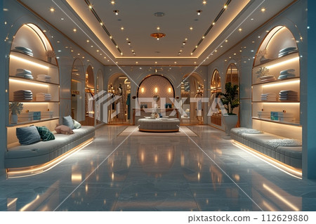 AI-generated content. Boutique fashion store with elegant displays and soft lighting8K 112629880