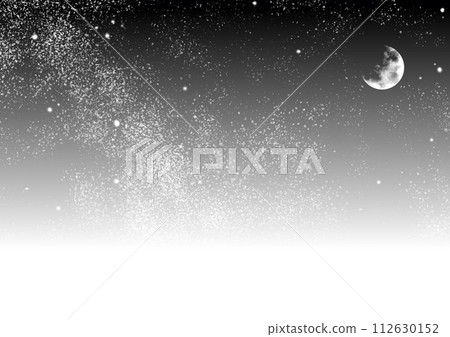黑色背景上的新月和銀河 黑色背景上的新月和銀河 112630152
