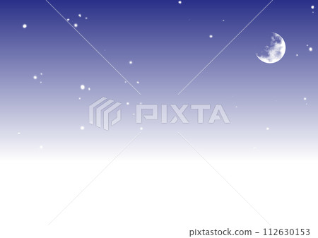藍色背景和新月上的稀疏星星 112630153