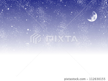 Crescent moon and starry sky on blue background Crescent moon and starry sky on blue background 112630155