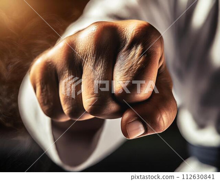 武術家舉起拳頭 武術家舉起拳頭 112630841