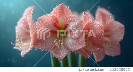 Vibrant dew-kissed pink flowers basking in soft light. capturing nature's delicate beauty. perfect for spring-themed projects. AI Vibrant dew-kissed pink flowers basking in soft light. capturing nature's delicate beauty. perfect for spring-themed projects. AI 112630965