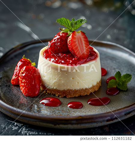 可愛的迷你草莓起司蛋糕 112631182