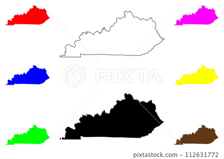 State Commonwealth of Kentucky (United States of America, USA or U.S.A.) silhouette and outline map 112631772