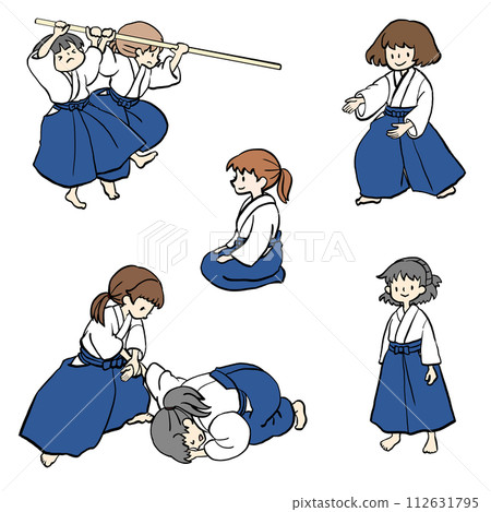 Girl doing Aikido (color) 112631795