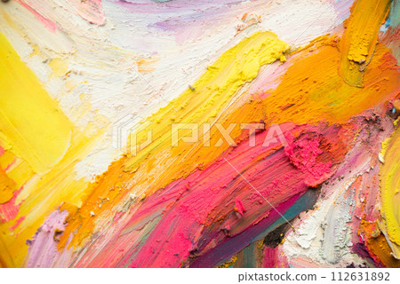 Conceptual abstract picture of a beautiful girl. Conceptual abstract closeup of an oil pastels. 112631892