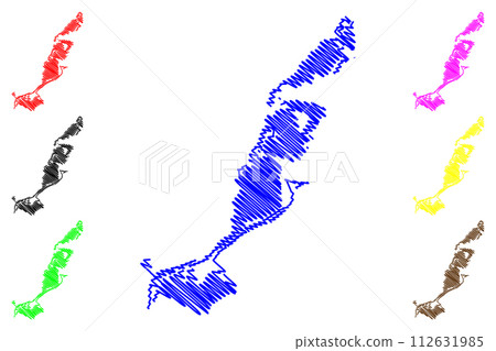 Lake Tisza (Hungary) map vector illustration, scribble sketch Kiskore or Reservoir map 112631985