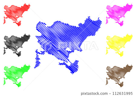 Lake Sniardwy and Seksty(Republic of Poland) map vector illustration, scribble sketch Spirdingsee and Sexter See map Lake Sniardwy and Seksty(Republic of Poland) map vector illustration, scribble sketch Spirdingsee and Sexter See map 112631995