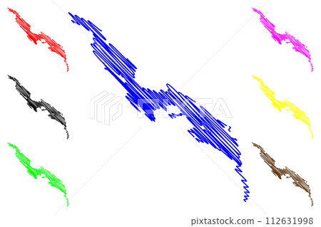 Lake Stora Lulevatten (Kingdom of Sweden) map vector illustration, scribble sketch The Great Lule Water map 112631998