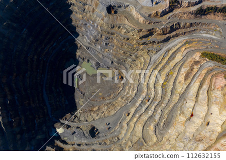 Aerial view of Rosia Poieni open pit copper mine, Romania Aerial view of Rosia Poieni open pit copper mine, Romania 112632155