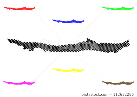 Lake Fagnano (South America, Argentine Republic, Argentina, Chile, Patagonia) map vector illustration, scribble sketch Lago Cami map 112632296