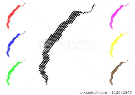 Lake Kanas (People's Republic of China, PRC) map vector illustration, scribble sketch Kanas map 112632847