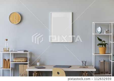 empty white shelves on wooden shelf empty white shelves on wooden shelf 112632939