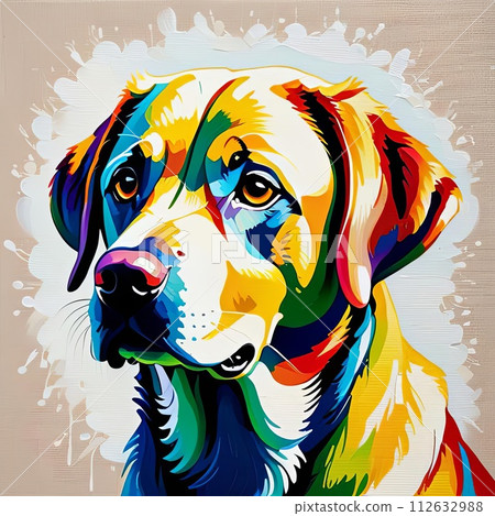 Oil Painting of a Cute Labrador Dog Oil Painting of a Cute Labrador Dog 112632988