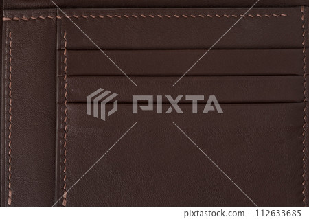 Bespoke full grain brown leather wallet background Bespoke full grain brown leather wallet background 112633685
