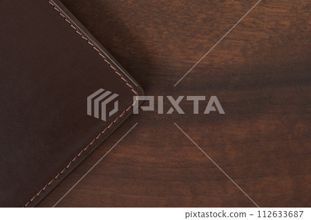 Bespoke full grain brown leather wallet background 112633687