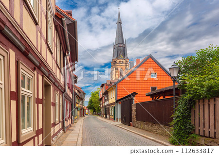 Medieval street in Wernigerode, Germany 112633817