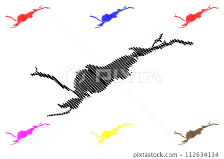 Lake Melville (Canada, North America) map vector illustration, scribble sketch Lake Winipigoos or Melville map 112634134