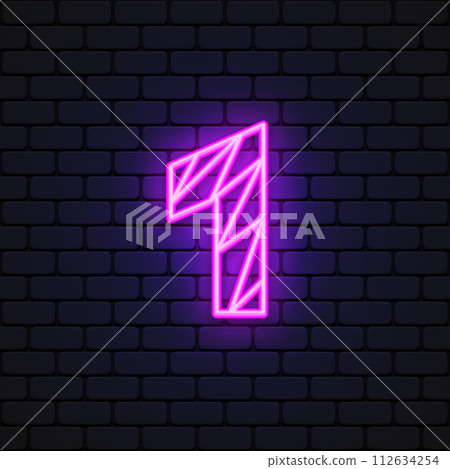 Realistic font with blue one neon number on light background for decoration design. Vector illustration Realistic font with blue one neon number on light background for decoration design. Vector illustration 112634254