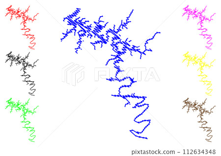 Lake Center Hill Reservoir (United States of America, North America, us, usa, Tennessee) map vector illustration, scribble sketch Center Hill Dam map 112634348