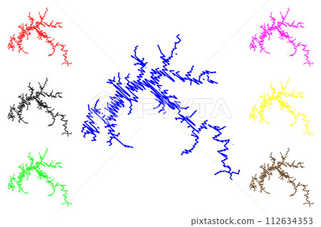 Lake Dale Hollow Reservoir (United States of America, North America, us, usa, Kentucky and Tennessee) map vector illustration, scribble sketch Dale Hollow Dam map 112634353