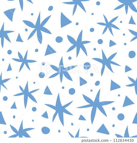 Seamless pattern with hand drawn blue stars. Seamless pattern with hand drawn blue stars. 112634430