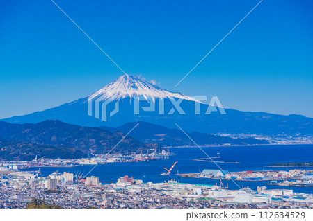 (Shizuoka Prefecture) From Nihondaira, over Shimizu Port, Mt. Fuji 112634529