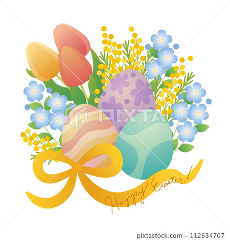 Vector illustration of easter eggs and flowers 112634707