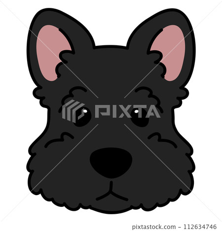 黑色蘇格蘭梗前臉的簡單可愛圖解，帶有主線 112634746
