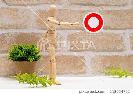 拿著圓盤的繪圖娃娃 112634792